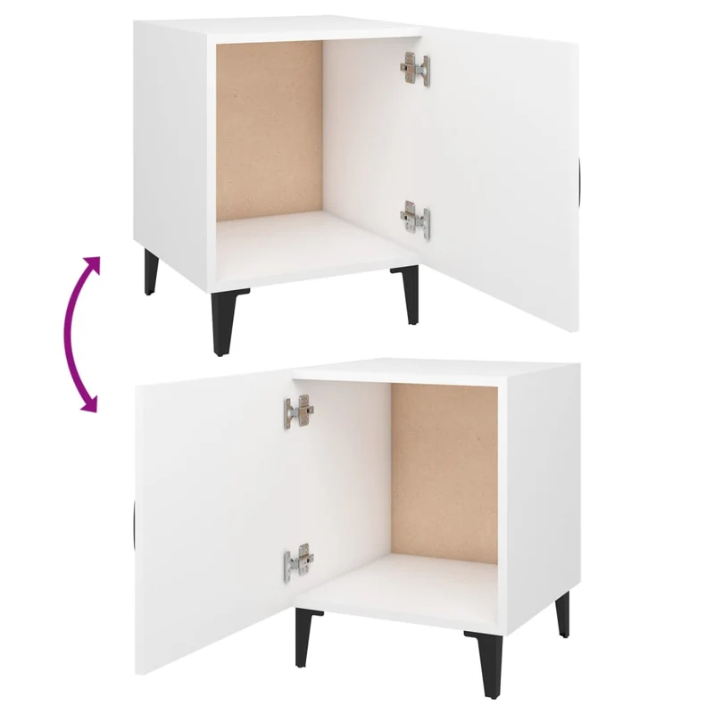 Lot de 2 tables de chevet avec compartiment avec porte 40 x 40 x 50 cm bois d'ingénierie blanc DEC034981
