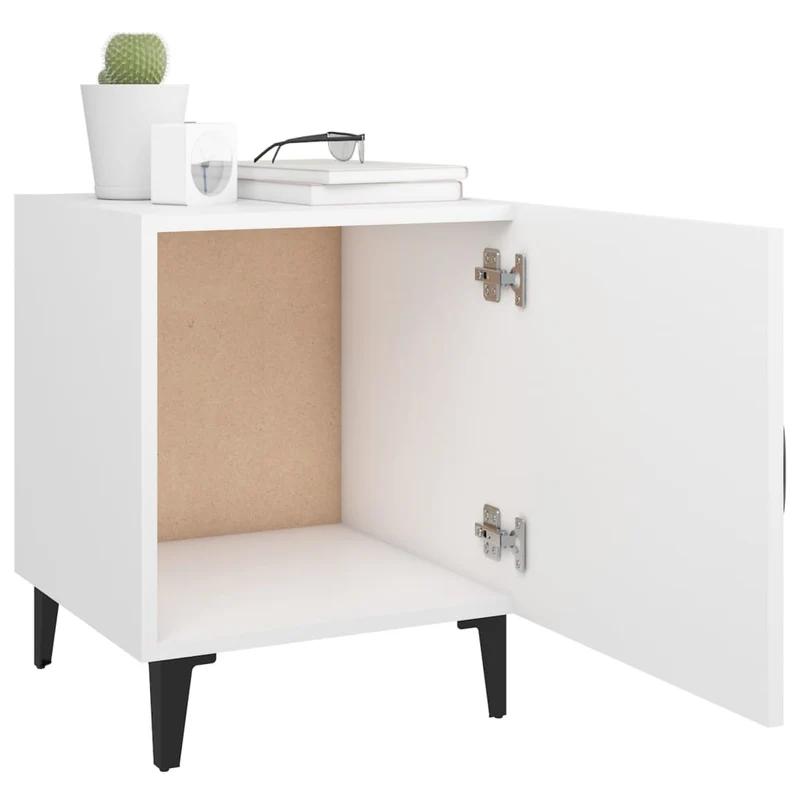Lot de 2 tables de chevet avec compartiment avec porte 40 x 40 x 50 cm bois d'ingénierie blanc DEC034981