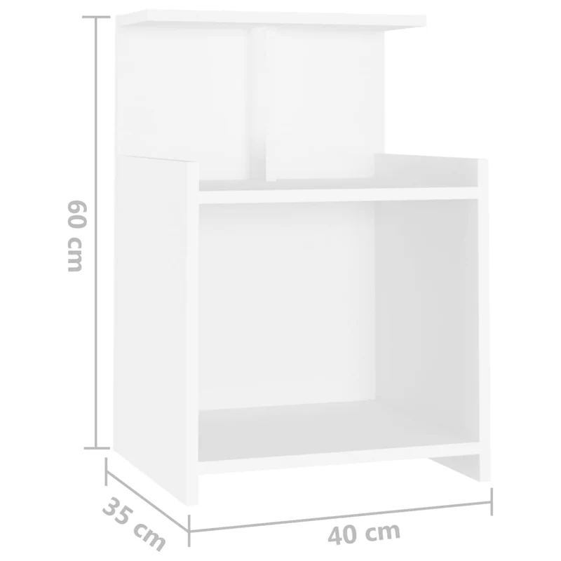Lot de 2 tables de chevet avec étagères et compartiment 40 x 35 x 60 cm aggloméré blanc DEC034942