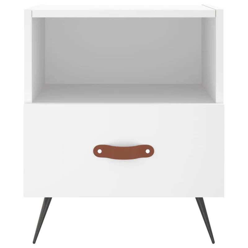 Lot de 2 tables de chevet avec tiroir et compartiment ouvert 40 x 35 x 47,5 cm bois d’ingénierie blanc DEC034923