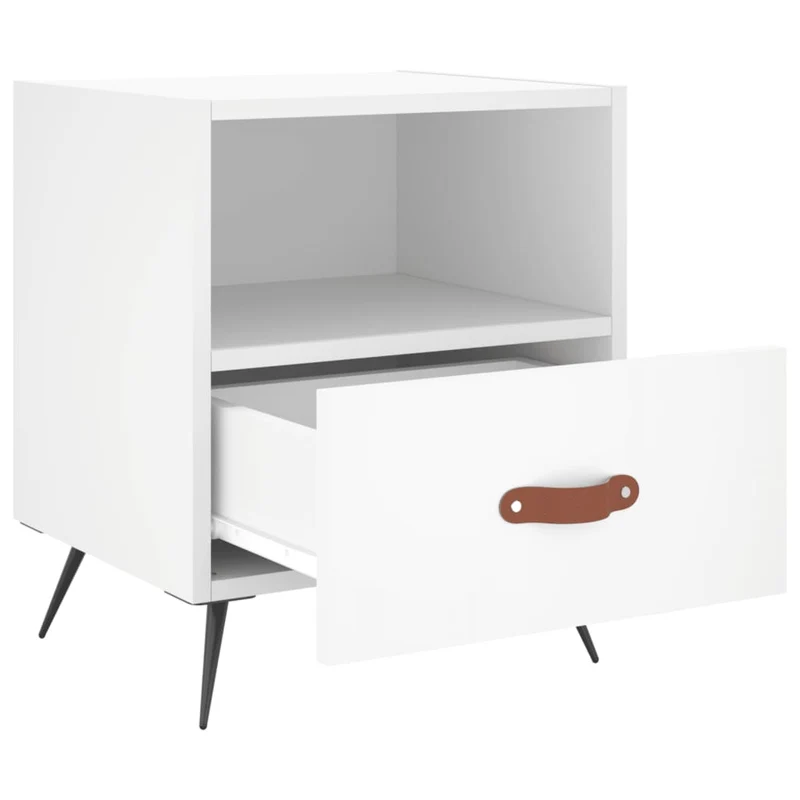 Lot de 2 tables de chevet avec tiroir et compartiment ouvert 40 x 35 x 47,5 cm bois d’ingénierie blanc DEC034923