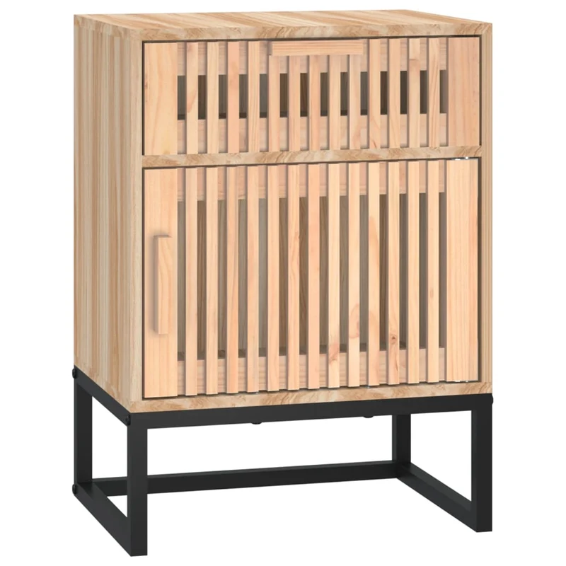 Lot de 2 tables de chevet avec tiroir et compartiment avec porte 40 x 30 x 55,5 cm bois ingénierie et fer DEC034762