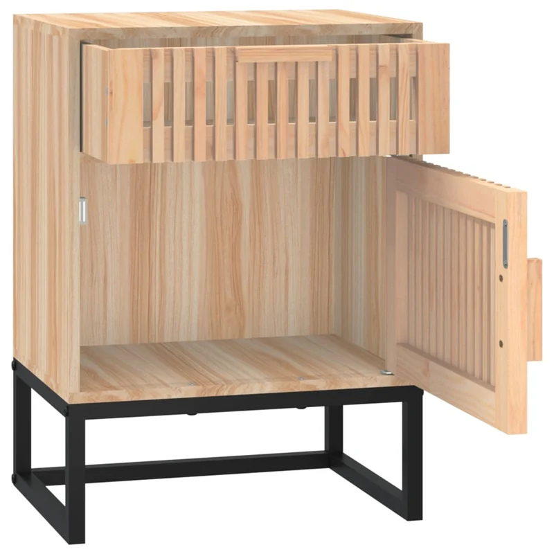 Lot de 2 tables de chevet avec tiroir et compartiment avec porte 40 x 30 x 55,5 cm bois ingénierie et fer DEC034762