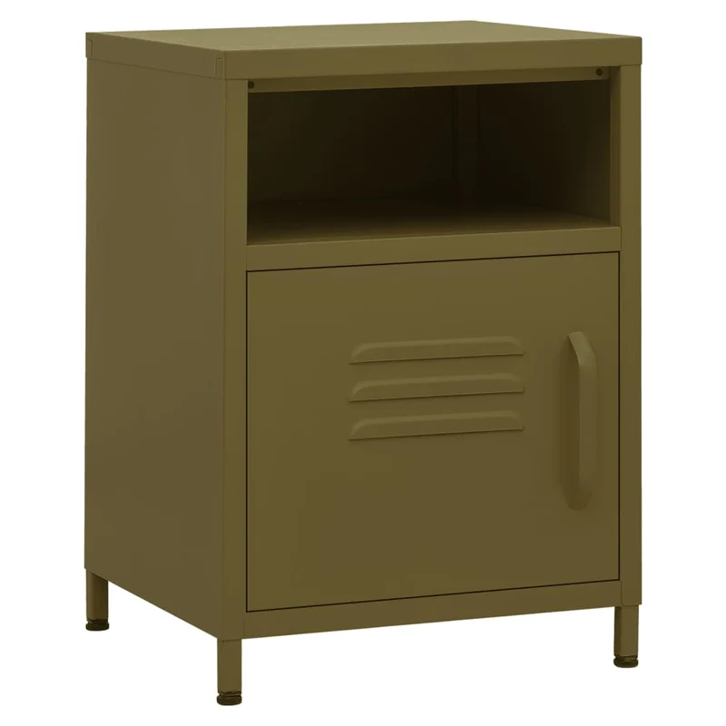 Table de chevet avec compartiment ouvert et avec porte 35 x 35 x 51 cm acier vert DEC034698
