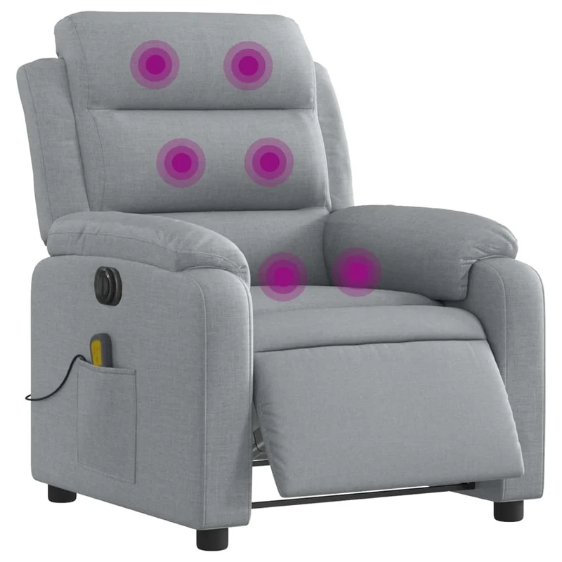 Fauteuil de relaxation TV fonction massage inclinable électrique en tissu gris clair DEC027161
