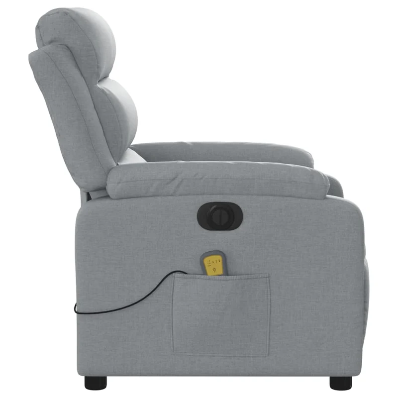 Fauteuil de relaxation TV fonction massage inclinable électrique en tissu gris clair DEC027161