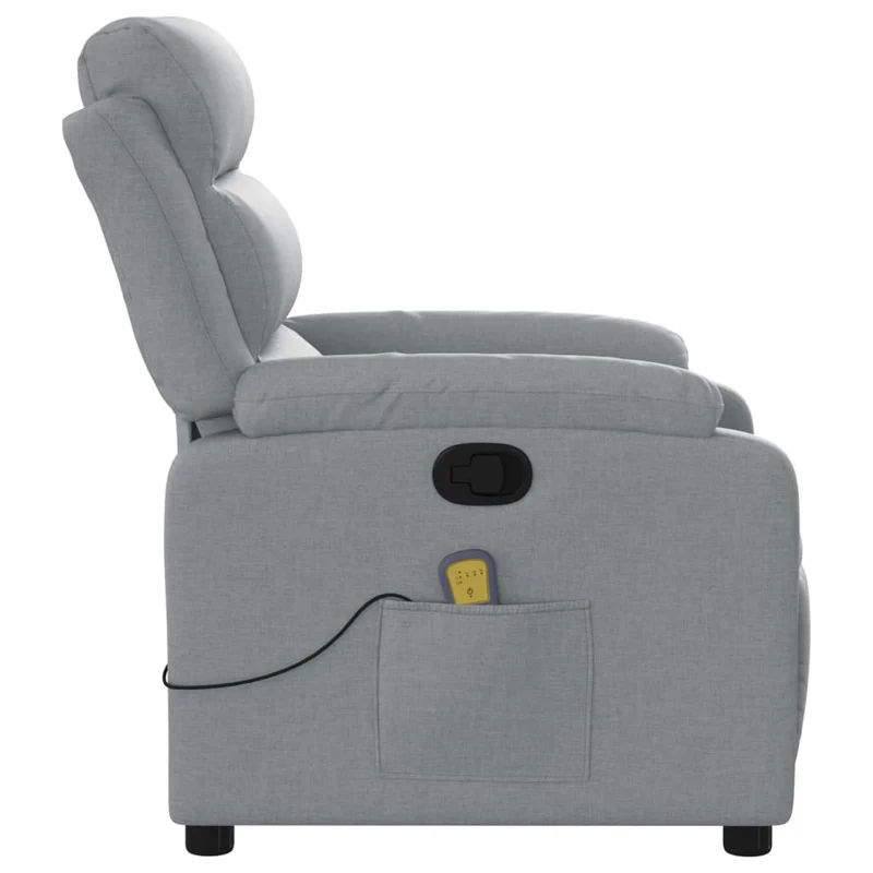 Fauteuil de relaxation TV fonction massage inclinable 6 points de massage en tissu gris clair DEC026917