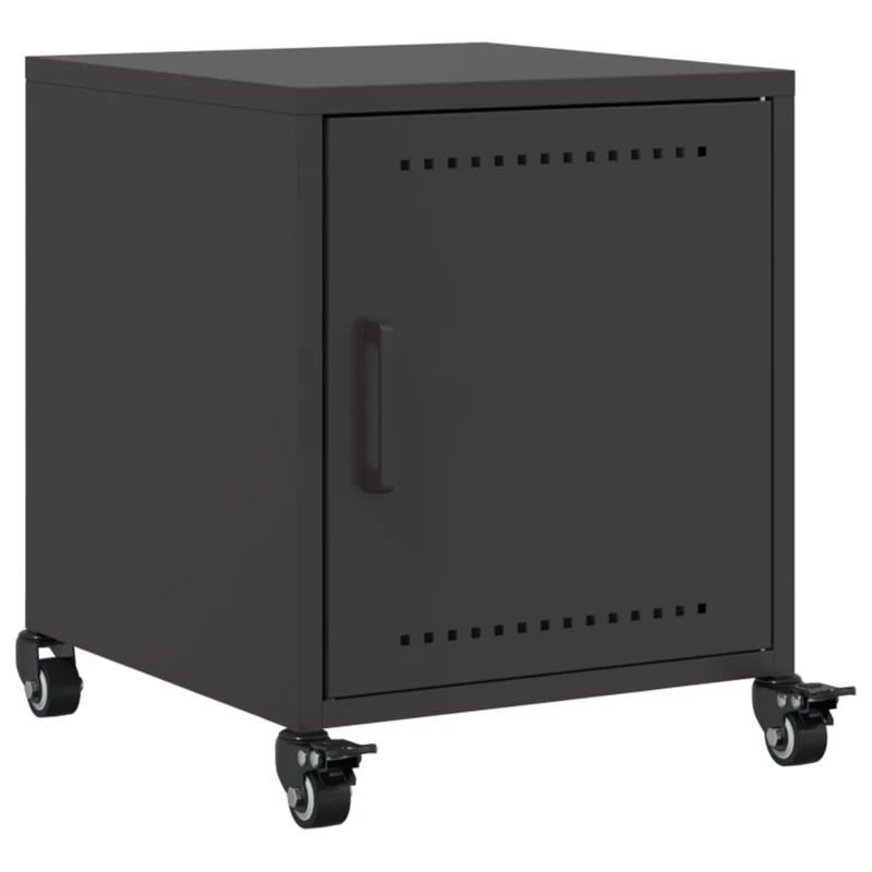 Lot de 2 tables de chevet sur roulettes avec compartiment avec porte 36 x 39 x 43,5 cm acier noir DEC035479