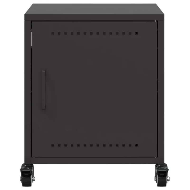Lot de 2 tables de chevet sur roulettes avec compartiment avec porte 36 x 39 x 43,5 cm acier noir DEC035479