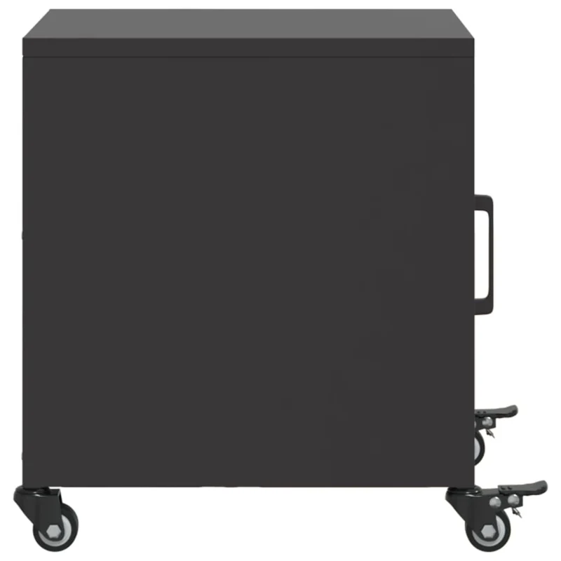 Lot de 2 tables de chevet sur roulettes avec compartiment avec porte 36 x 39 x 43,5 cm acier noir DEC035479