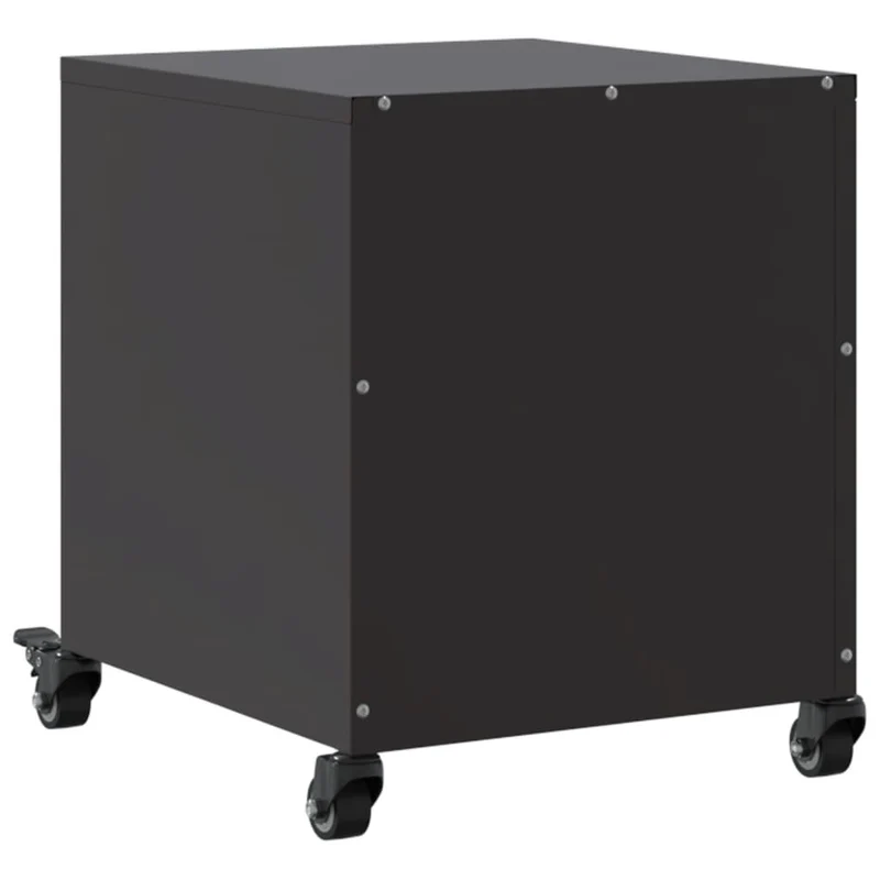 Lot de 2 tables de chevet sur roulettes avec compartiment avec porte 36 x 39 x 43,5 cm acier noir DEC035479