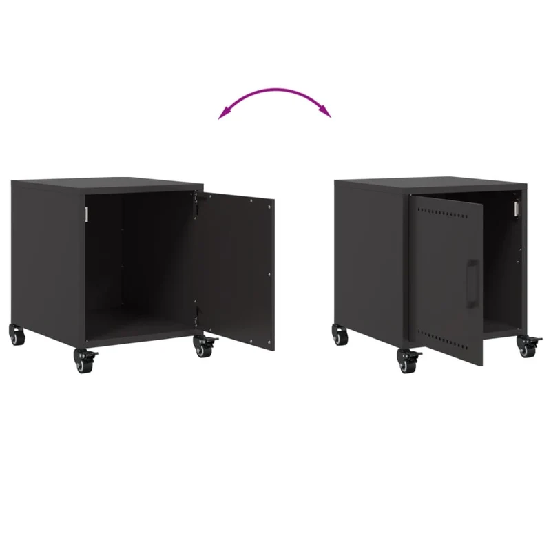 Lot de 2 tables de chevet sur roulettes avec compartiment avec porte 36 x 39 x 43,5 cm acier noir DEC035479