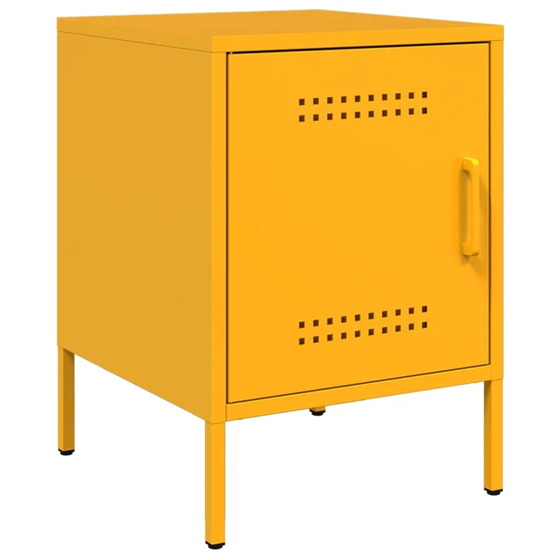 Lot de 2 tables de chevet avec compartiment avec porte 36 x 39 x 50,5 cm acier jaune moutarde DEC035426