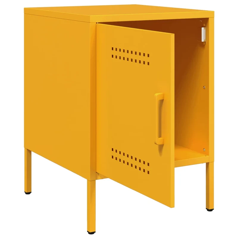 Lot de 2 tables de chevet avec compartiment avec porte 36 x 39 x 50,5 cm acier jaune moutarde DEC035426