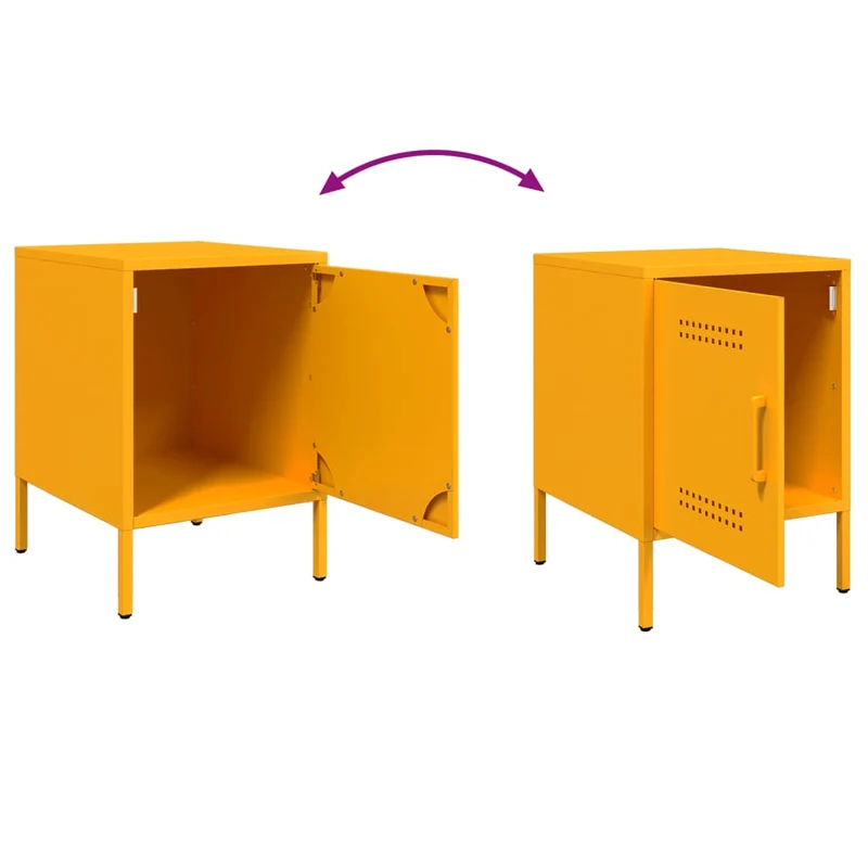 Lot de 2 tables de chevet avec compartiment avec porte 36 x 39 x 50,5 cm acier jaune moutarde DEC035426