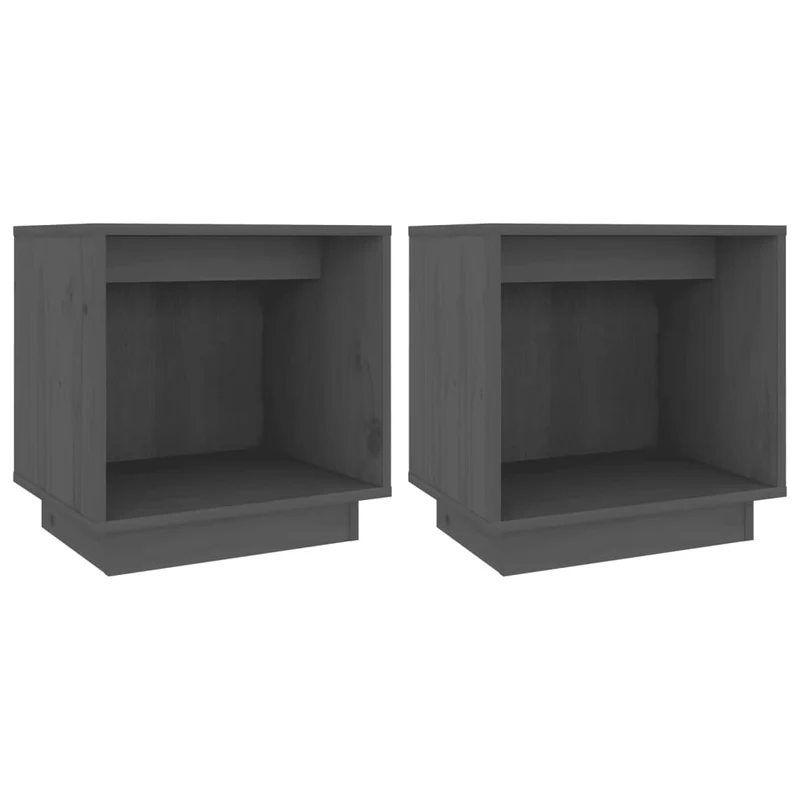Lot de 2 tables de chevet avec compartiment ouvert 40 x 30 x 40 cm bois de pin gris DEC035319