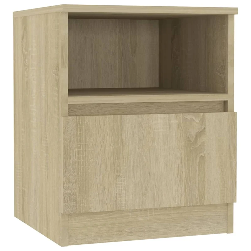 Lot de 2 tables de chevet avec tiroir et étagère 40 x 40 x 50 cm aggloméré couleur chêne DEC035268