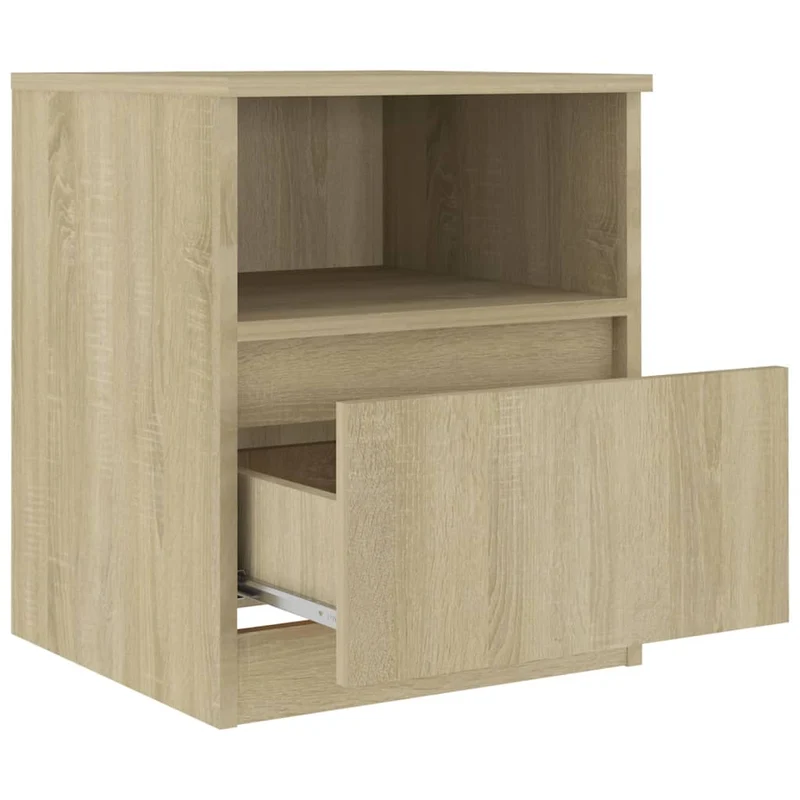 Lot de 2 tables de chevet avec tiroir et étagère 40 x 40 x 50 cm aggloméré couleur chêne DEC035268