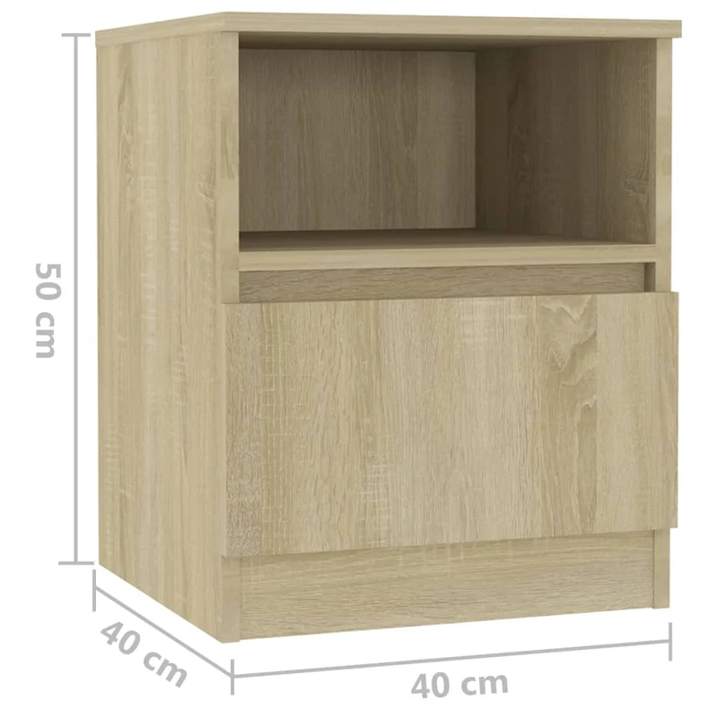 Lot de 2 tables de chevet avec tiroir et étagère 40 x 40 x 50 cm aggloméré couleur chêne DEC035268