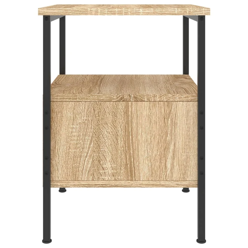 Lot de 2 tables de chevet avec tiroir et étagère 34 x 36 x 50 cm bois ingénierie couleur chêne et fer DEC035221