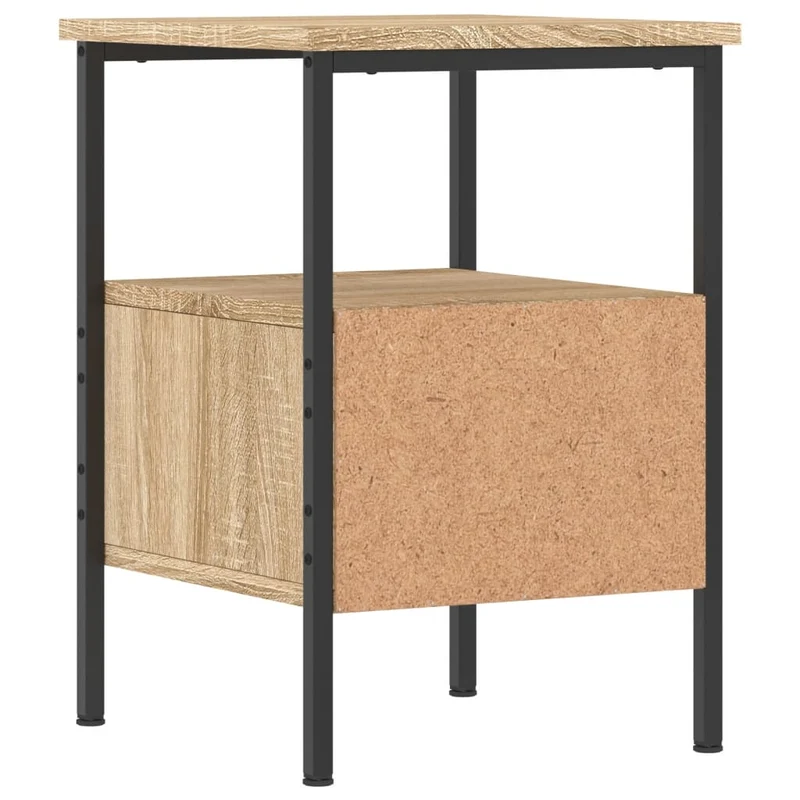 Lot de 2 tables de chevet avec tiroir et étagère 34 x 36 x 50 cm bois ingénierie couleur chêne et fer DEC035221