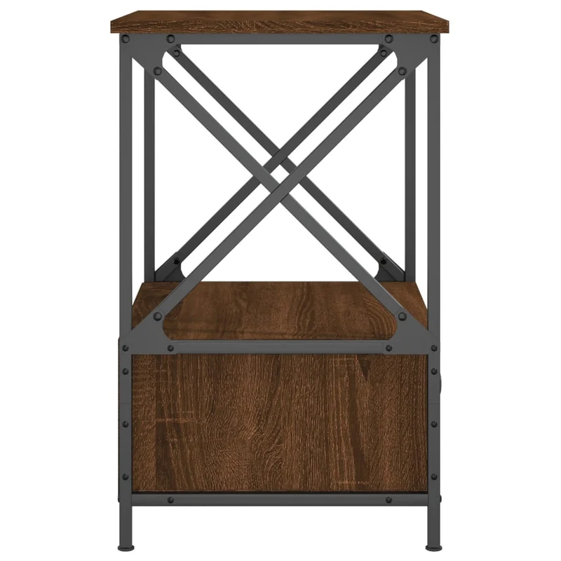 Lot de 2 tables de chevet avec tiroir 50 x 41 x 65 cm bois ingénierie marron et fer DEC035211