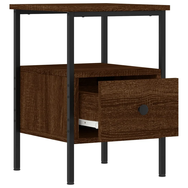 Lot de 2 tables de chevet avec tiroir et étagère 34 x 36 x 50 cm bois ingénierie marron et fer DEC035156