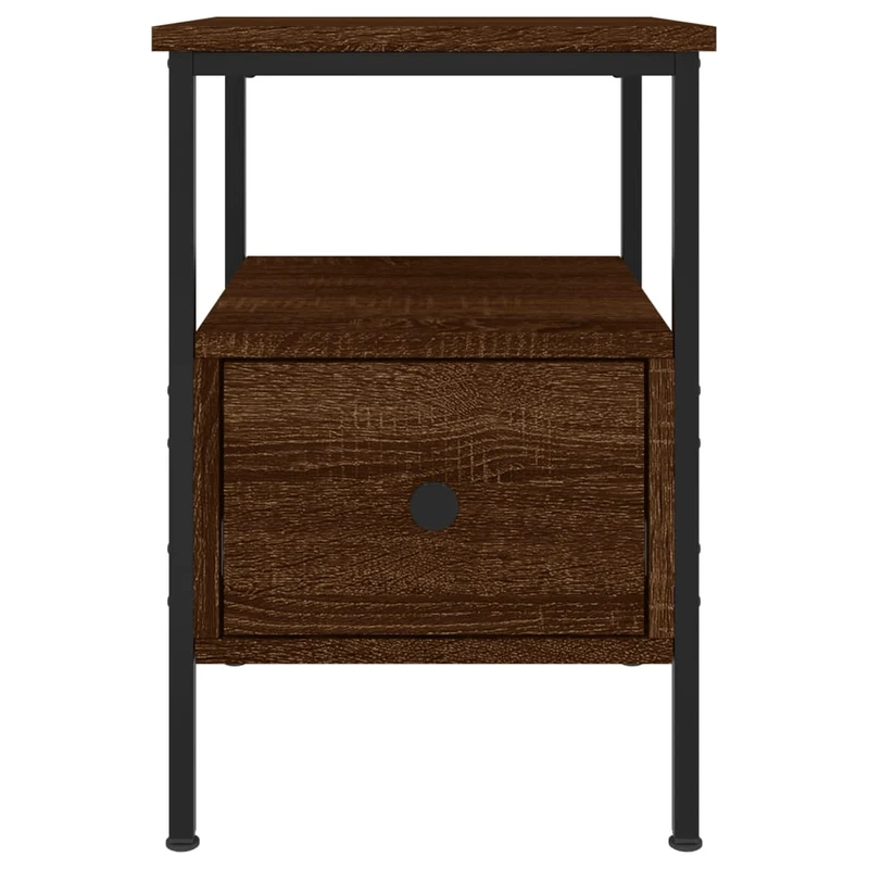 Lot de 2 tables de chevet avec tiroir et étagère 34 x 36 x 50 cm bois ingénierie marron et fer DEC035156