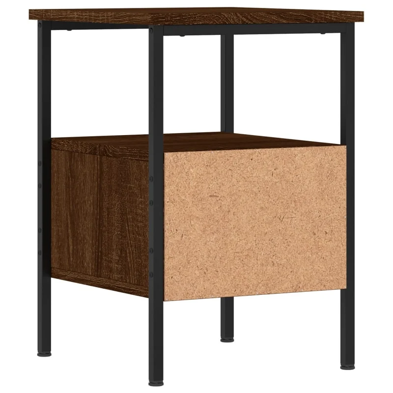 Lot de 2 tables de chevet avec tiroir et étagère 34 x 36 x 50 cm bois ingénierie marron et fer DEC035156