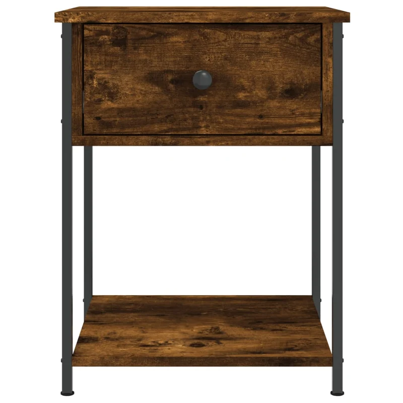Lot de 2 tables de chevet avec tiroir et étagère 44 x 45 x 58 cm bois d’ingénierie marron et fer DEC035142