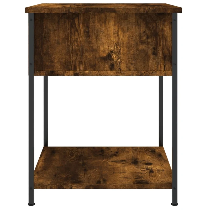 Lot de 2 tables de chevet avec tiroir et étagère 44 x 45 x 58 cm bois d’ingénierie marron et fer DEC035142