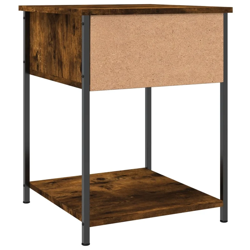 Lot de 2 tables de chevet avec tiroir et étagère 44 x 45 x 58 cm bois d’ingénierie marron et fer DEC035142