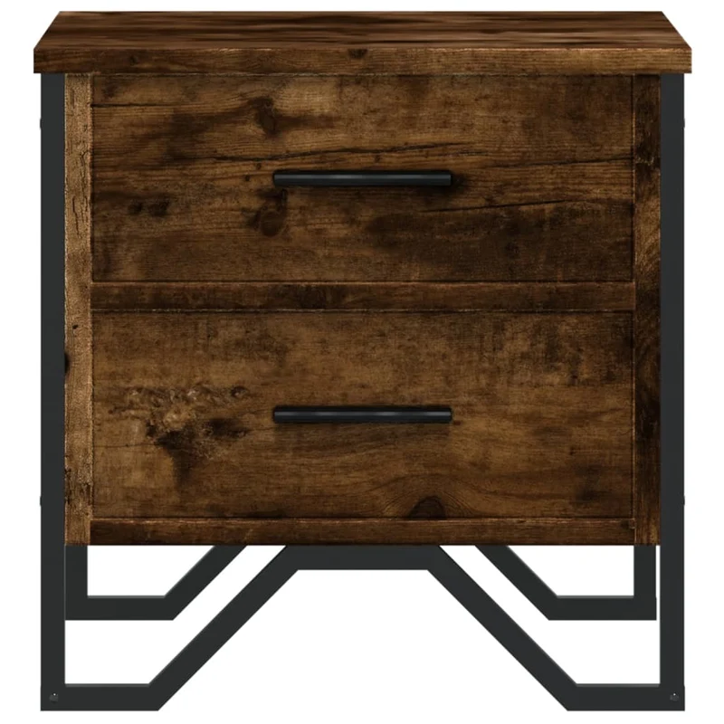 Lot de 2 tables de chevet avec deux tiroirs 40 x 41 x 40 cm bois ingénierie marron et métal DEC035127