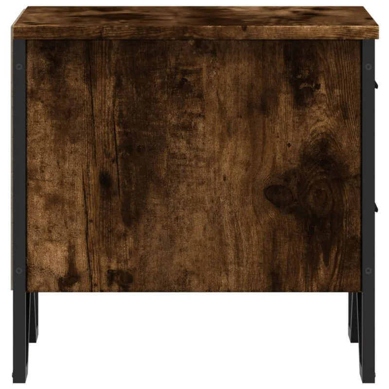 Lot de 2 tables de chevet avec deux tiroirs 40 x 41 x 40 cm bois ingénierie marron et métal DEC035127