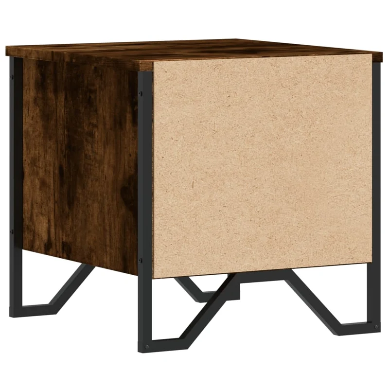 Lot de 2 tables de chevet avec deux tiroirs 40 x 41 x 40 cm bois ingénierie marron et métal DEC035127
