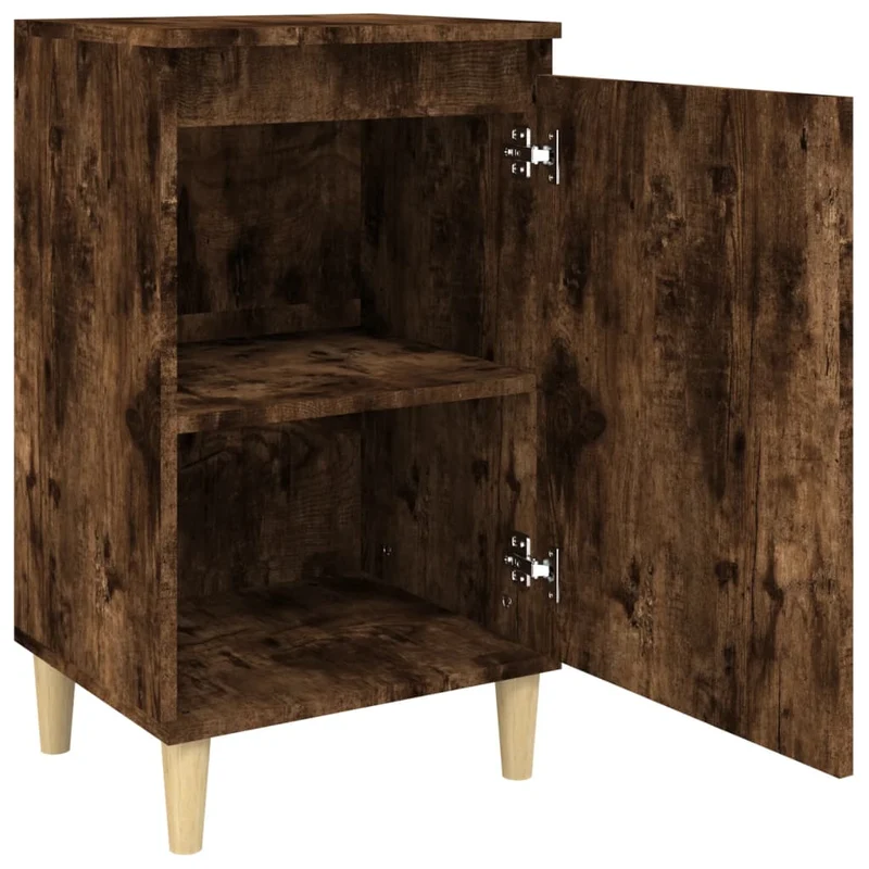 Lot de 2 tables de chevet avec compartiment avec porte 40 x 35 x 70 cm bois d'ingénierie marron DEC035111