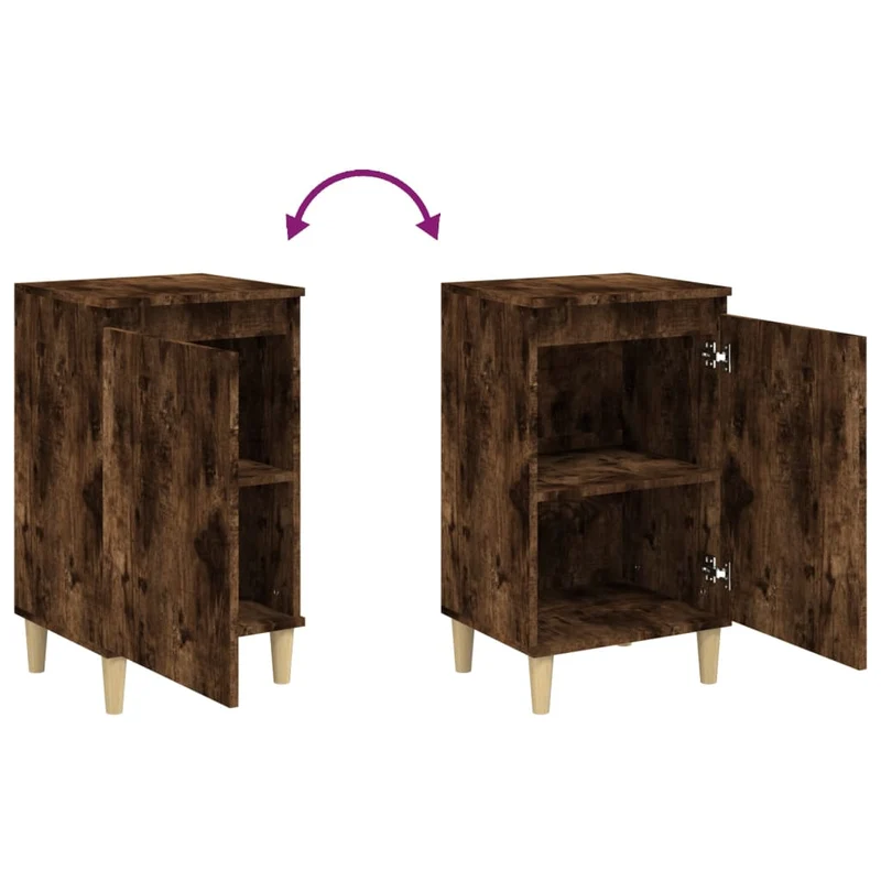 Lot de 2 tables de chevet avec compartiment avec porte 40 x 35 x 70 cm bois d'ingénierie marron DEC035111