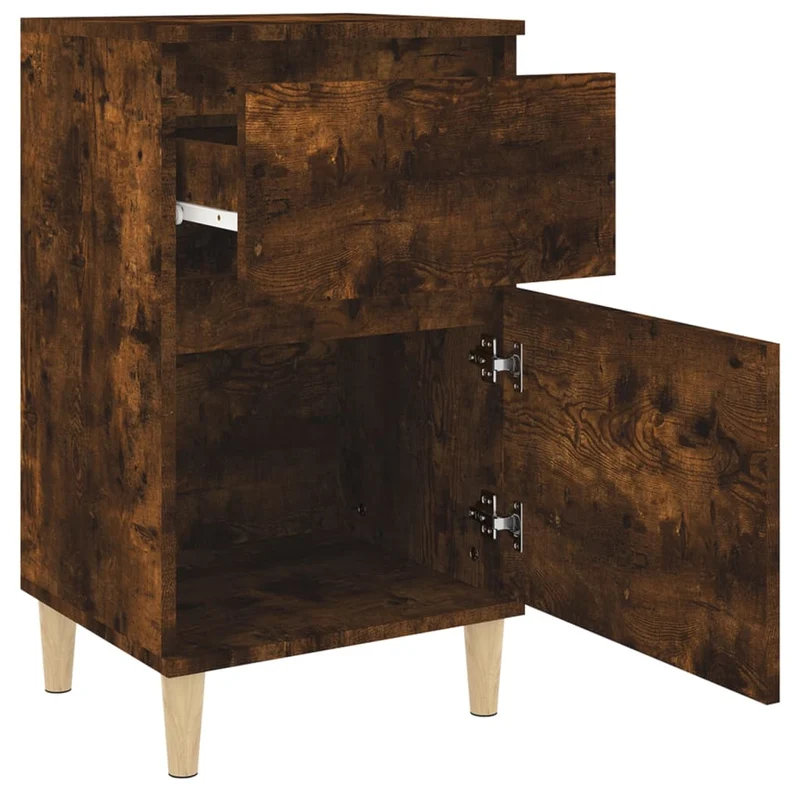 Lot de 2 tables de chevet avec tiroir et compartiment avec porte 40 x 35 x 70 cm bois d'ingénierie marron DEC035109
