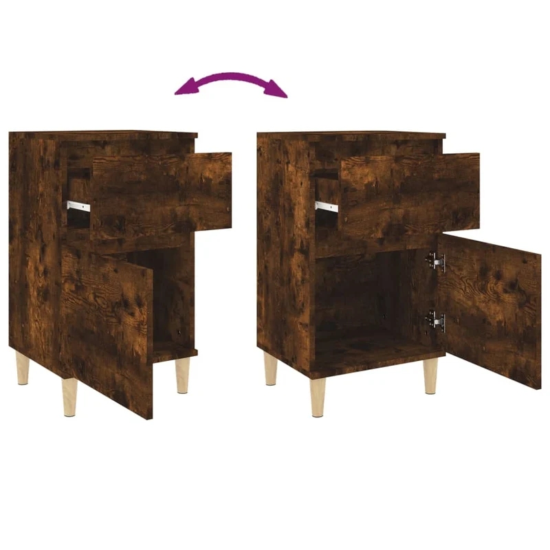 Lot de 2 tables de chevet avec tiroir et compartiment avec porte 40 x 35 x 70 cm bois d'ingénierie marron DEC035109