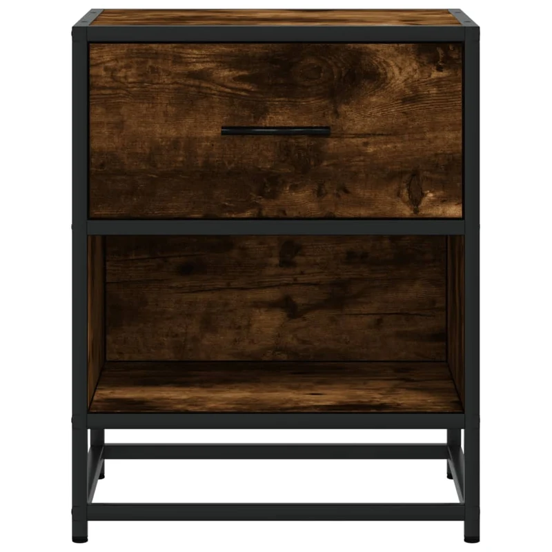 Lot de 2 tables de chevet avec tiroir et étagère 40 x 31 x 50 cm bois ingénierie marron et acier DEC035085