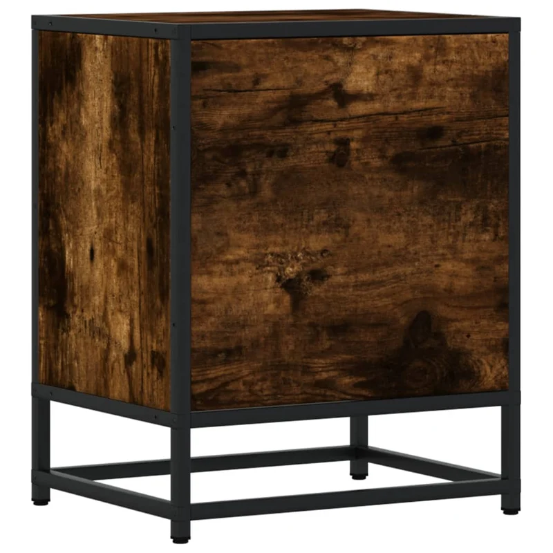Lot de 2 tables de chevet avec tiroir et étagère 40 x 31 x 50 cm bois ingénierie marron et acier DEC035085