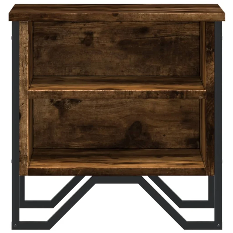 Lot de 2 tables de chevet avec compartiment ouvert 40 x 30 x 40 cm bois d'ingénierie marron et métal DEC035074