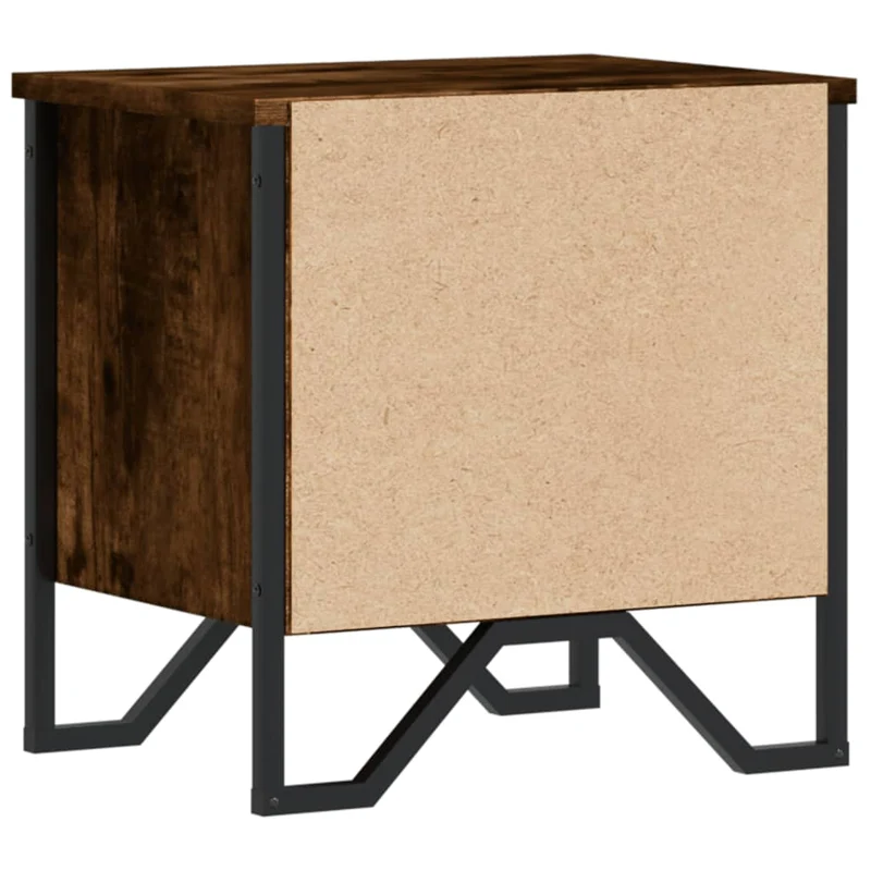 Lot de 2 tables de chevet avec compartiment ouvert 40 x 30 x 40 cm bois d'ingénierie marron et métal DEC035074