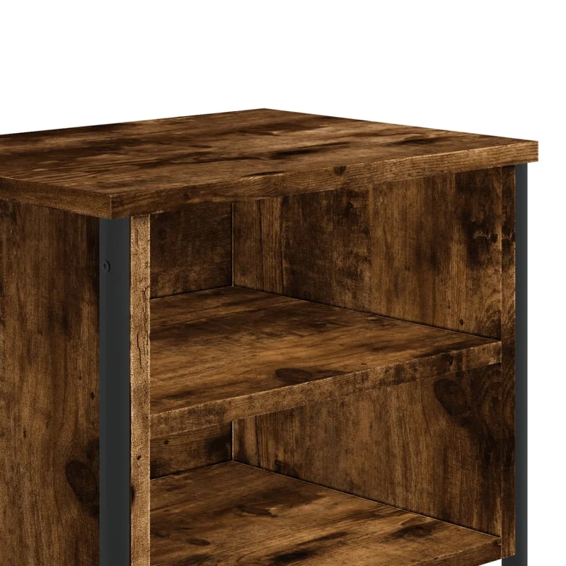 Lot de 2 tables de chevet avec compartiment ouvert 40 x 30 x 40 cm bois d'ingénierie marron et métal DEC035074
