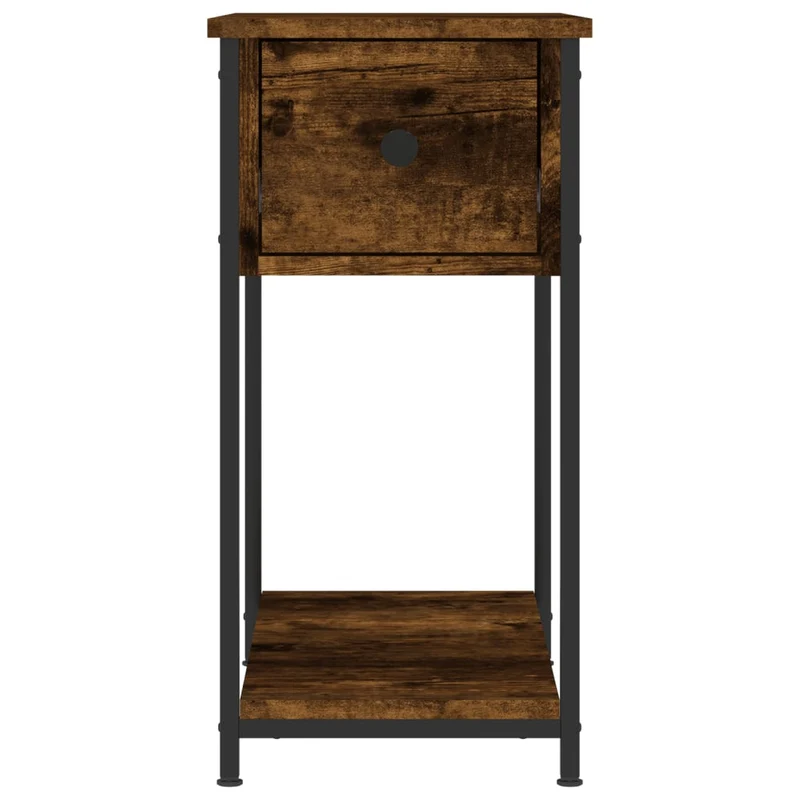 Lot de 2 tables de chevet avec tiroir et étagère 30 x 60 x 60 cm bois d'ingénierie marron et fer DEC035059