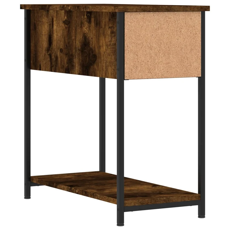 Lot de 2 tables de chevet avec tiroir et étagère 30 x 60 x 60 cm bois d'ingénierie marron et fer DEC035059