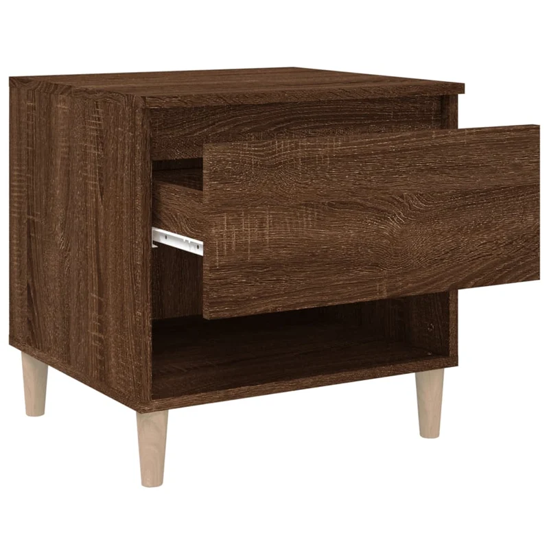 Lot de 2 tables de chevet avec tiroir et compartiment ouvert 50 x 46 x 50 cm bois d’ingénierie marron DEC035057