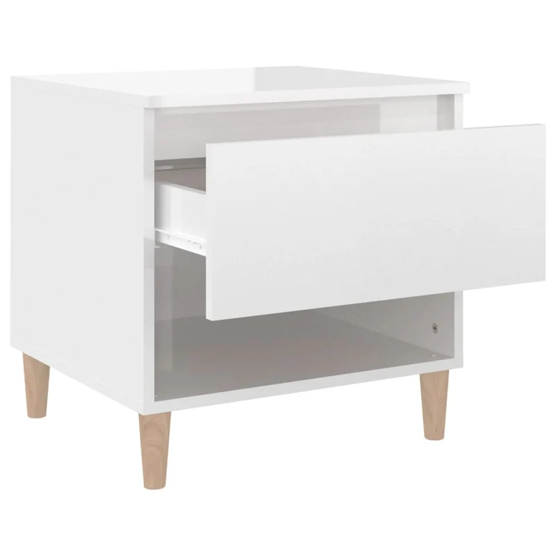 Lot de 2 tables de chevet avec tiroir et compartiment ouvert 50 x 46 x 50 cm bois d'ingénierie blanc DEC035036