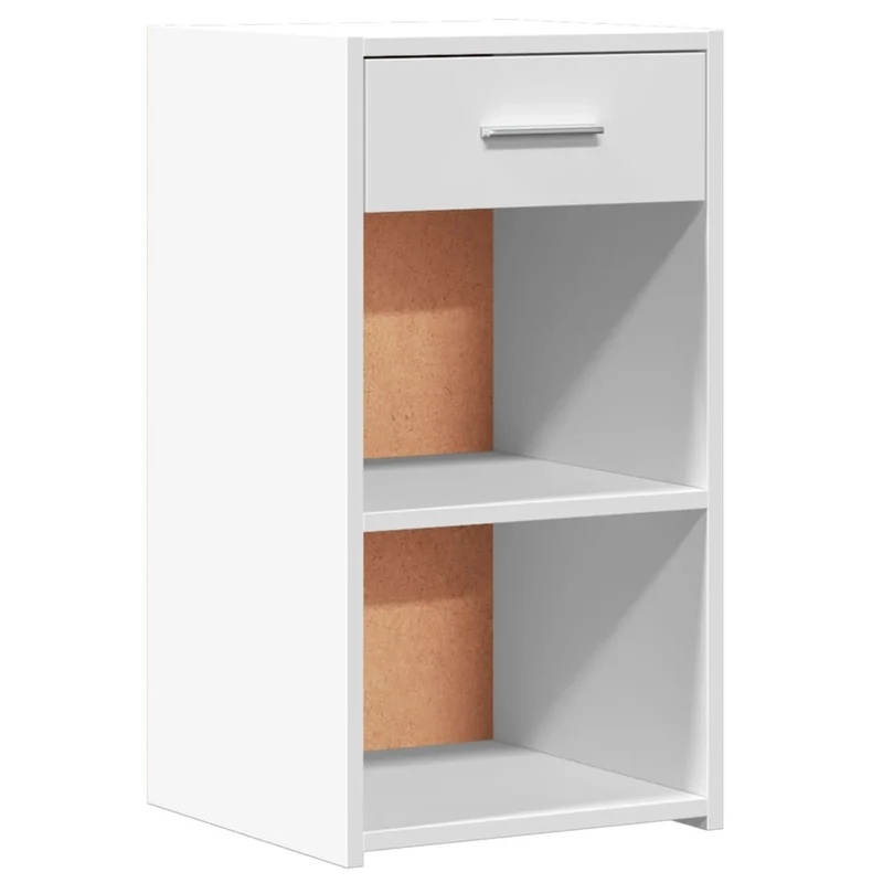 Lot de 2 tables de chevet avec étagères et tiroir 35 x 34 x 65 cm bois d'ingénierie blanc DEC034860
