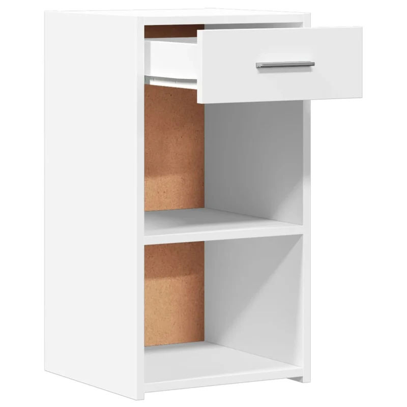 Lot de 2 tables de chevet avec étagères et tiroir 35 x 34 x 65 cm bois d'ingénierie blanc DEC034860